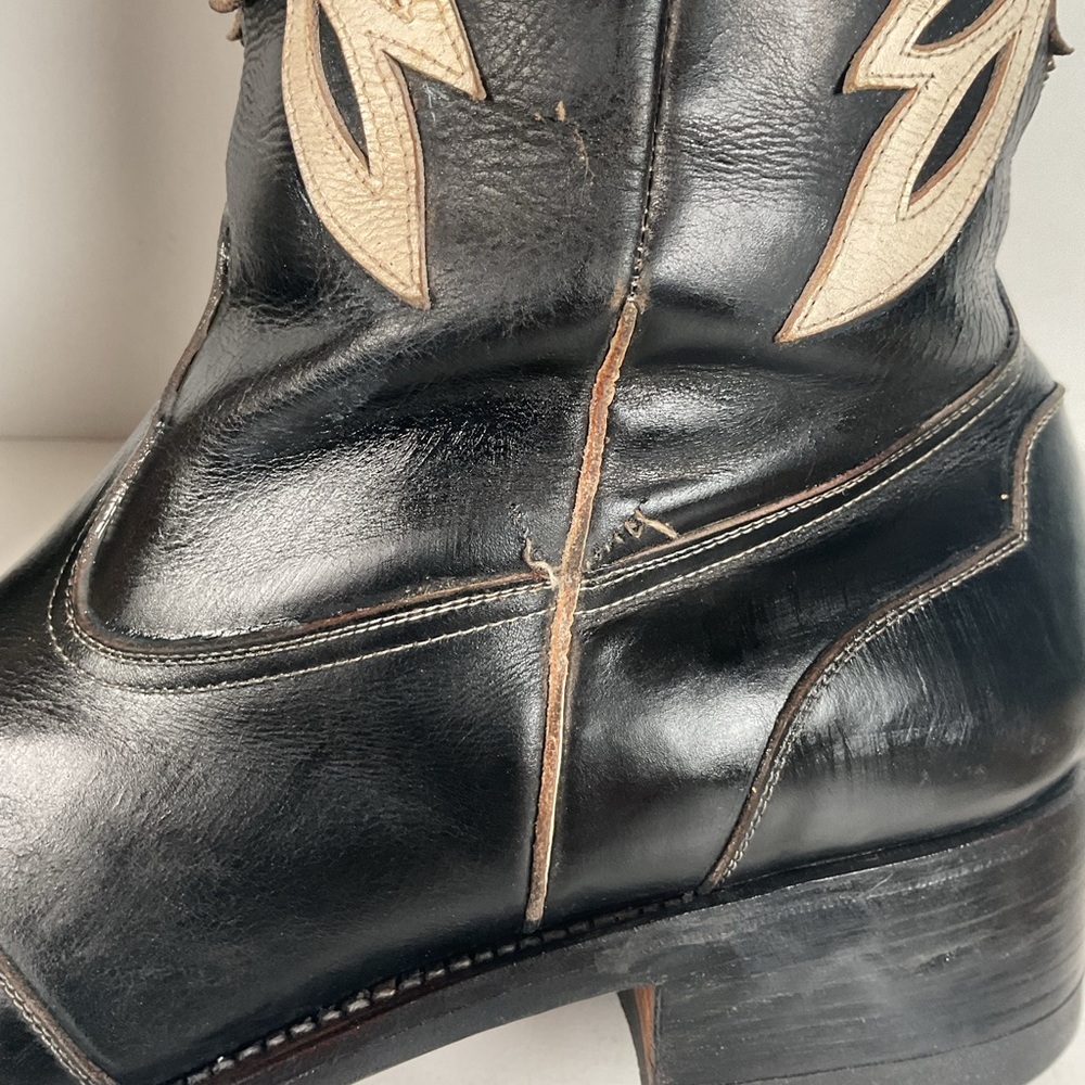 Vintage Thunderbird Cowboy Boots | Tooled Inlays | Mule Ear | 1960s | Men’s 9 - Picture 14 of 16